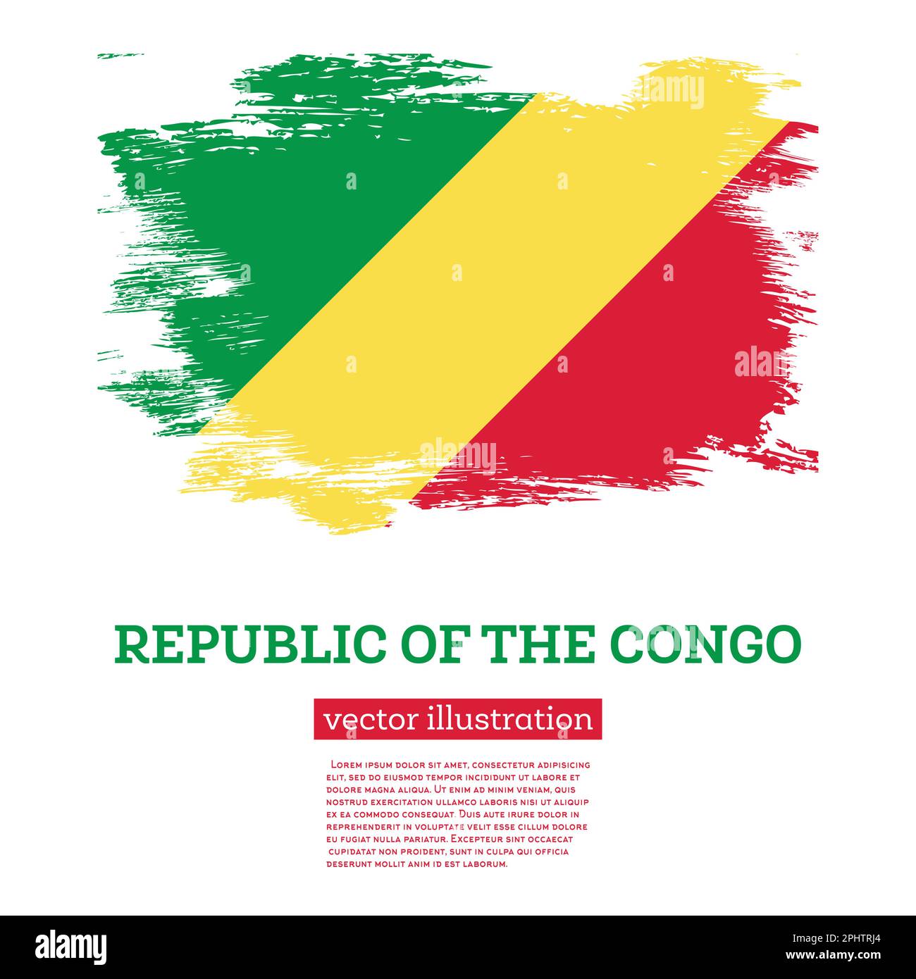 Drapeau de la République du Congo avec coups de pinceau. Illustration vectorielle. Jour de l'indépendance. Illustration de Vecteur