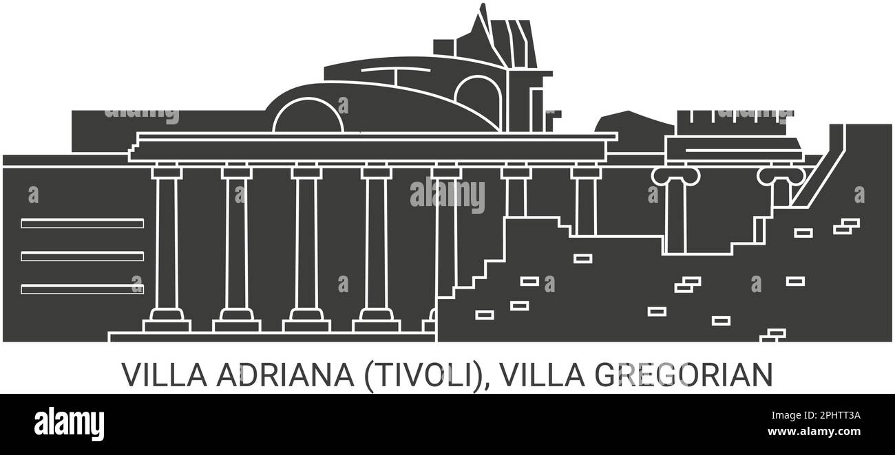 Italie, Villa Adriana Tivoli, Villa Grégorian Voyage repère illustration vecteur Illustration de Vecteur