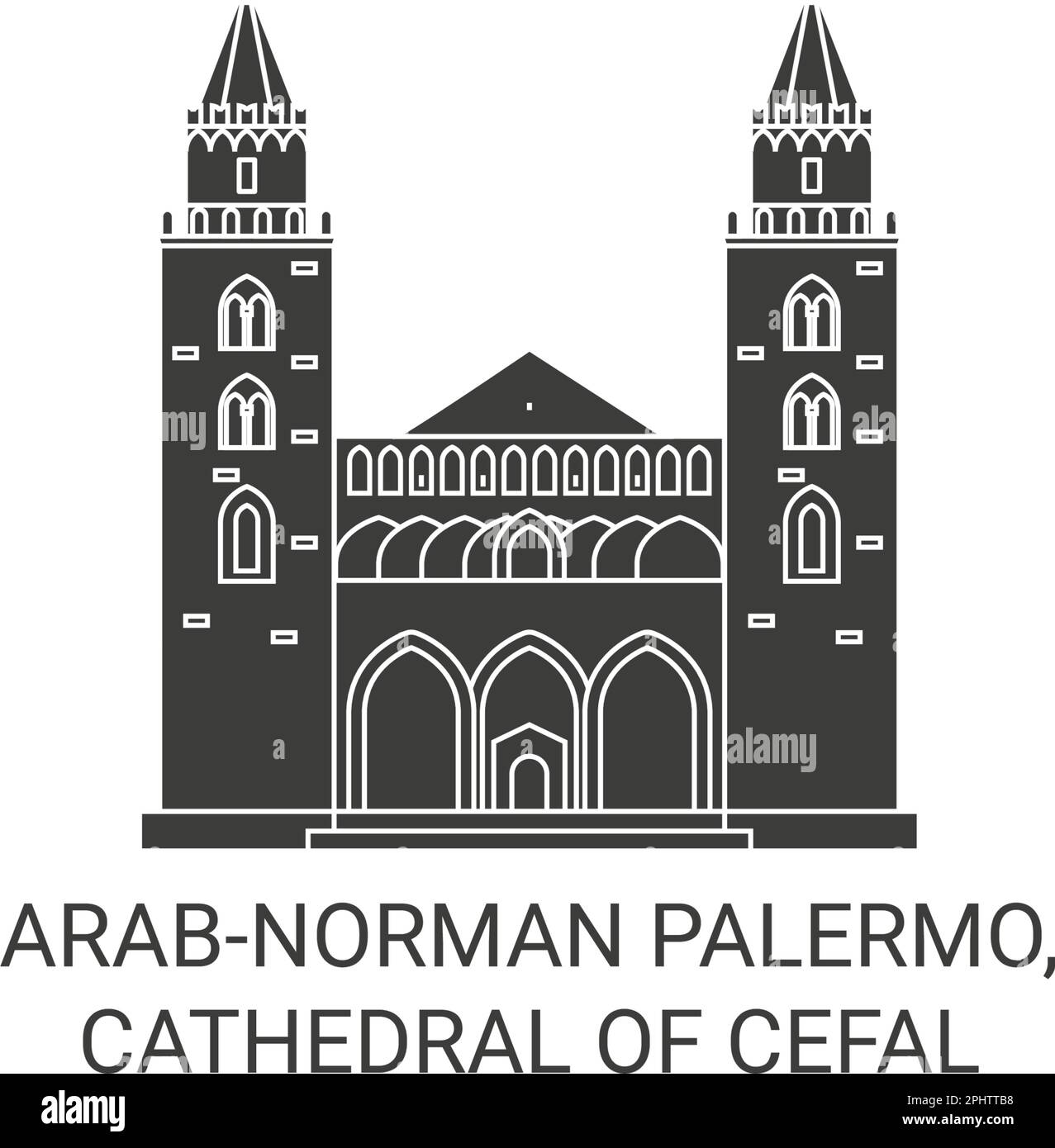 Italie, Arabnorman Palermo, Cathédrale de Cefal Voyage repère illustration vecteur Illustration de Vecteur