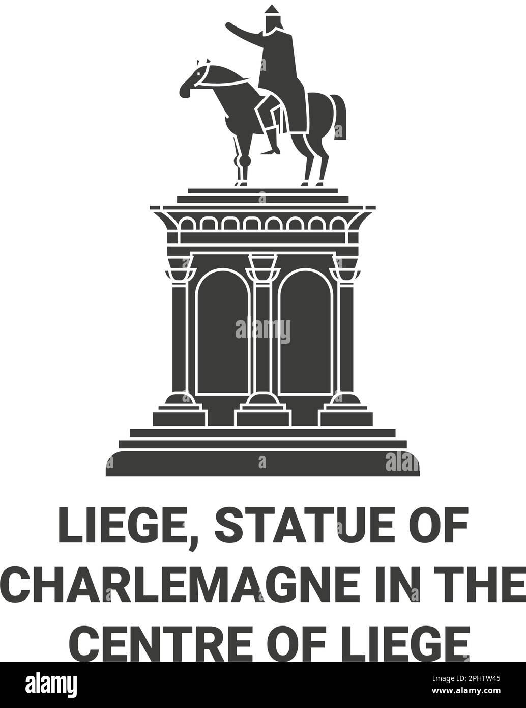 Belgique, Liège, Statue de Charlemagne au Centre de Lige illustration vectorielle de voyage Illustration de Vecteur