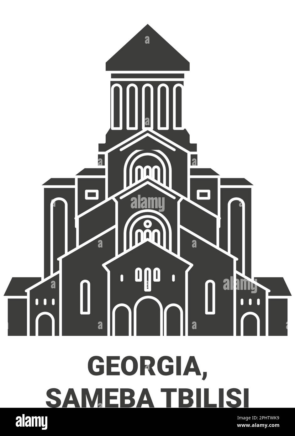 Géorgie, Sameba Tbilissi voyage repère illustration vecteur Illustration de Vecteur