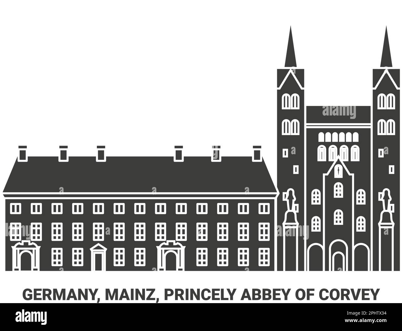 Allemagne, Mayence, Abbaye princière de Corvey voyage illustration vectorielle Illustration de Vecteur