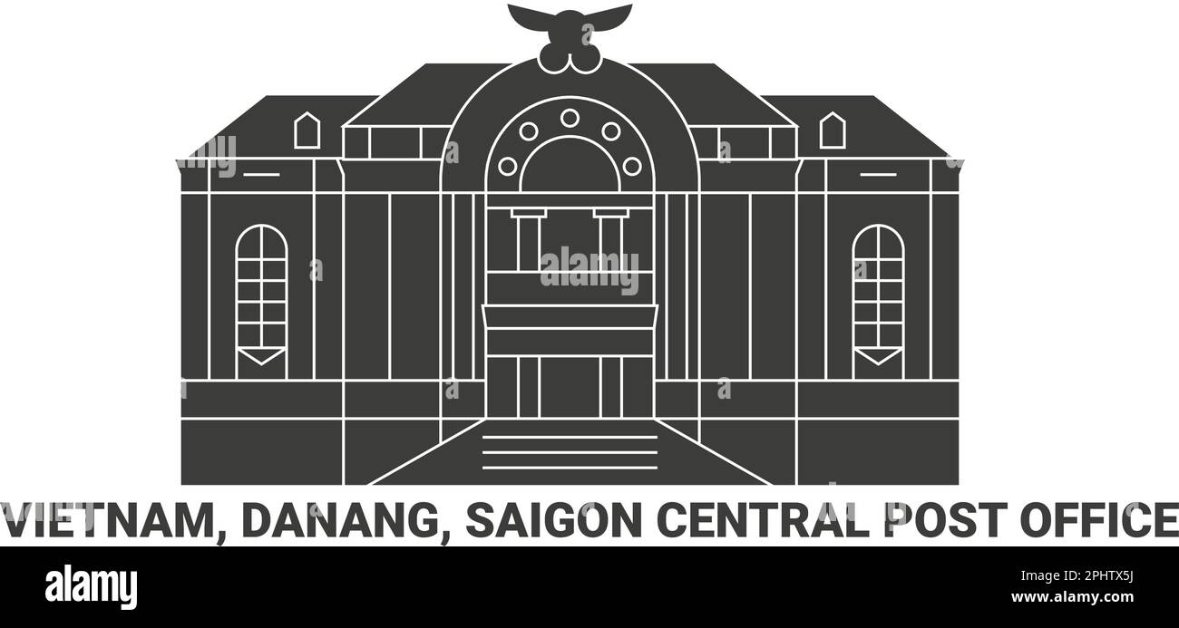 Vietnam, Danang, poste centrale de Saigon, illustration de vecteur de voyage Illustration de Vecteur