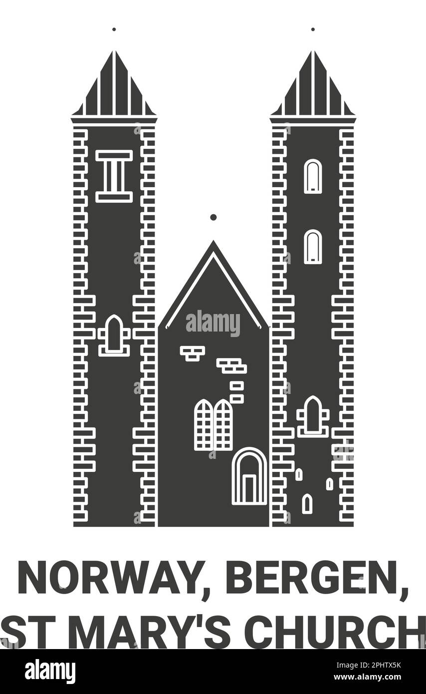 Norvège, Bergen, l'église St Mary's Travel illustration vectorielle Illustration de Vecteur