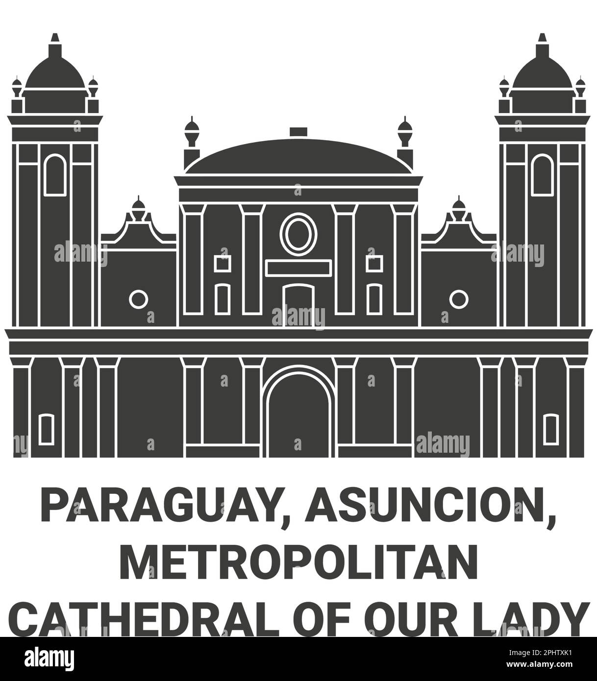 Paraguay, Asunción, Metropolitan Cathedral of Our Lady Travel illustration vectorielle Illustration de Vecteur