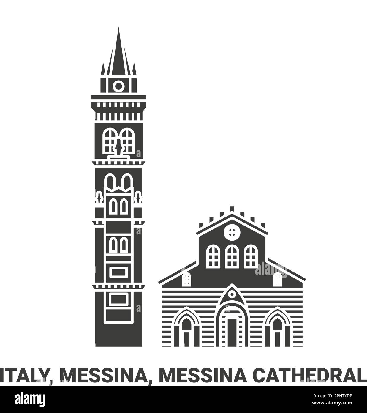 Italie, Messina, Messina Cathédrale de Messina Voyage repère illustration vecteur Illustration de Vecteur