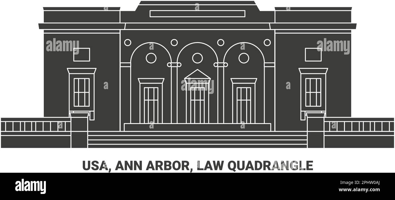 Etats-Unis, Ann Arbor, Law Quadrangle, illustration du vecteur de repère de voyage Illustration de Vecteur