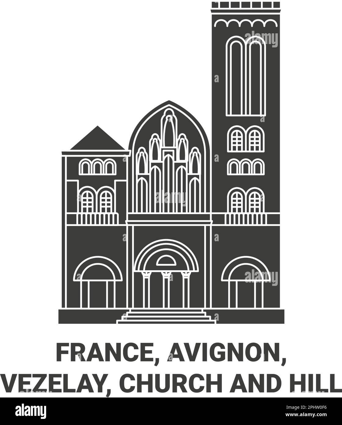 France, Avignon, Vezelay, Eglise et Hill Voyage illustration vectorielle Illustration de Vecteur
