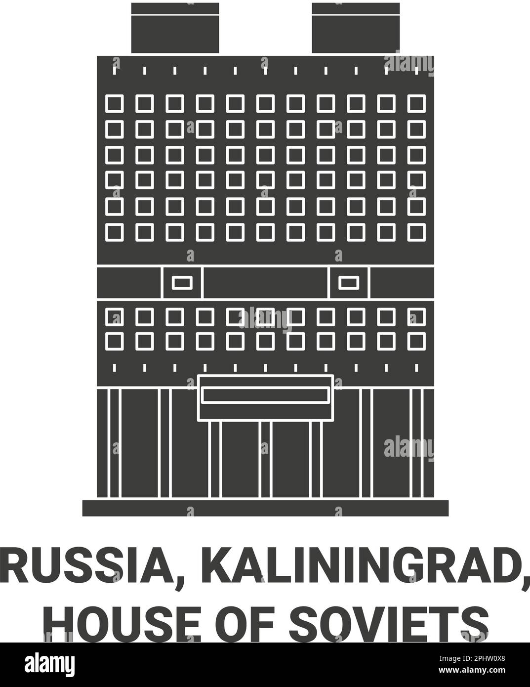 La Russie, Kaliningrad, la Maison des Soviétiques, voyage illustration vecteur historique Illustration de Vecteur