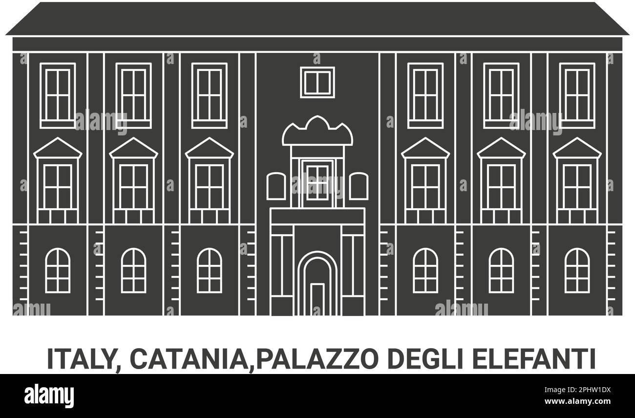 Italie, Catane, Palazzo Degli Elefanti, illustration du vecteur de voyage Illustration de Vecteur