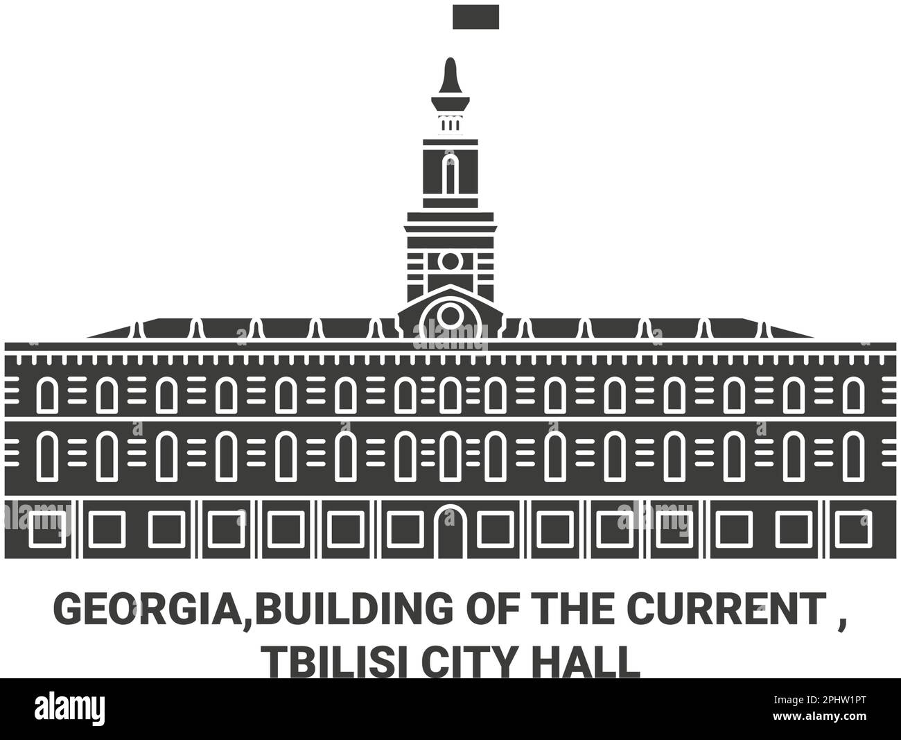 Géorgie,Bâtiment du courant , Tbilissi City Hall Voyage illustration vecteur de repère Illustration de Vecteur