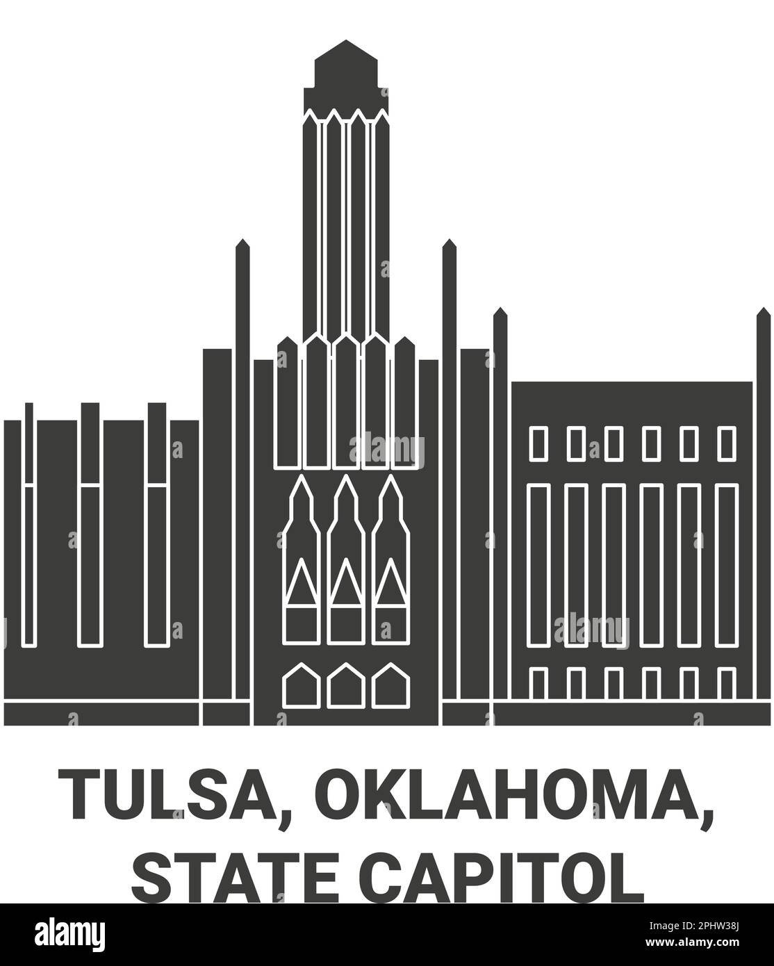 Illustration vectorielle du voyage aux États-Unis, Tulsa, Oklahoma, capitale de l'État Illustration de Vecteur