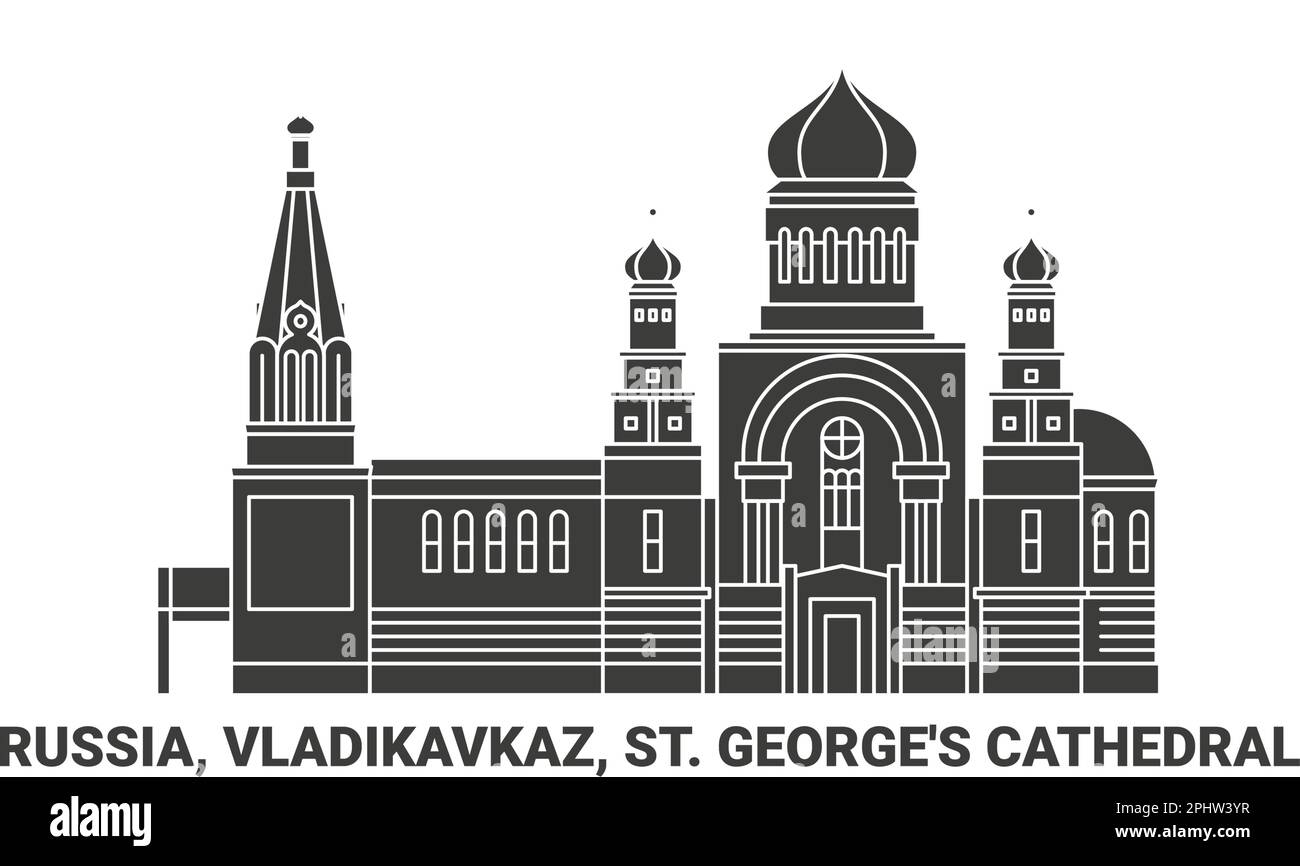 Russie, Vladikavkaz, St. Cathédrale George, illustration vectorielle de voyage Illustration de Vecteur