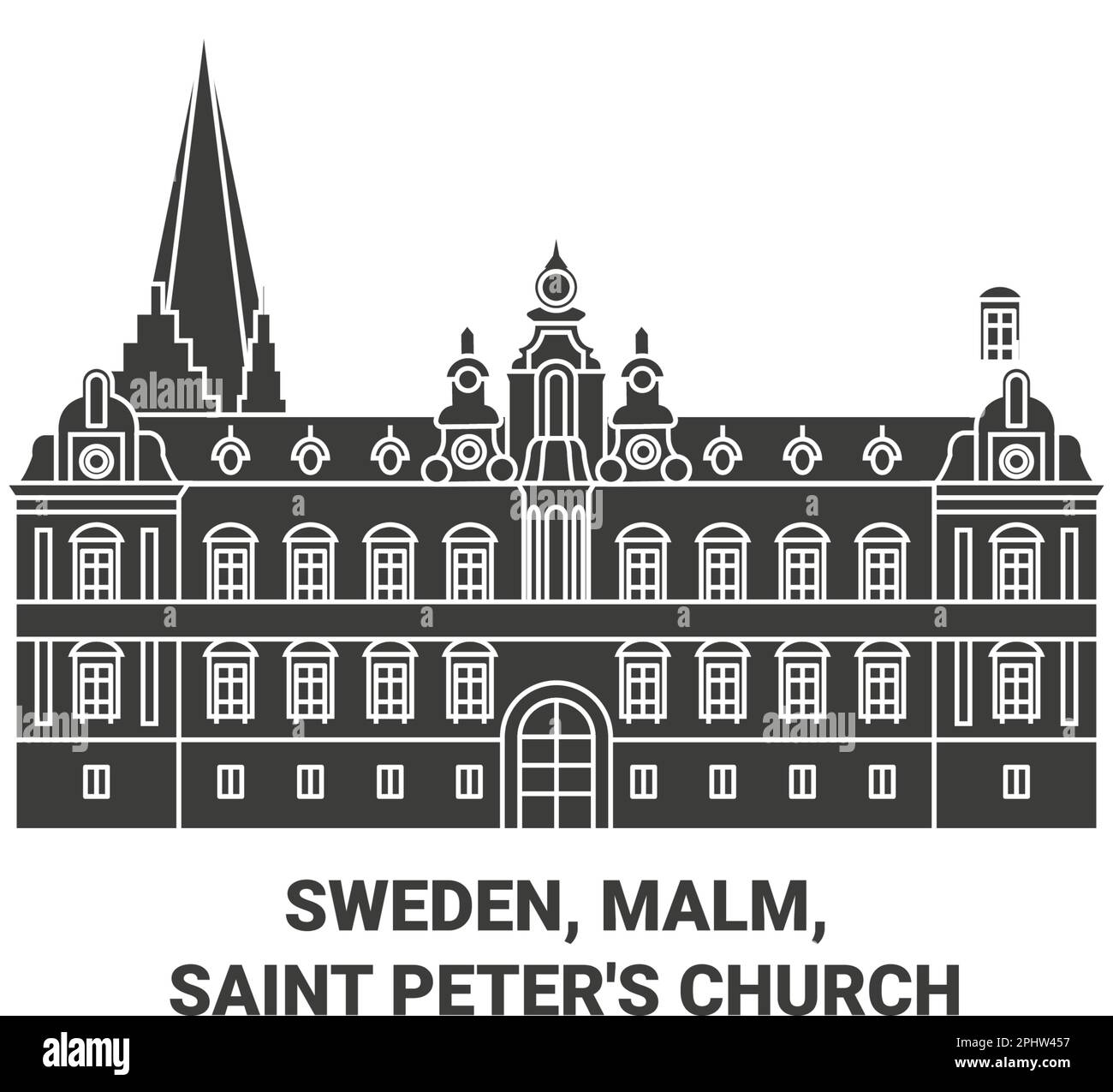 Suède, Malm, l'église Saint-Pierre Voyage repère illustration de vecteur Illustration de Vecteur