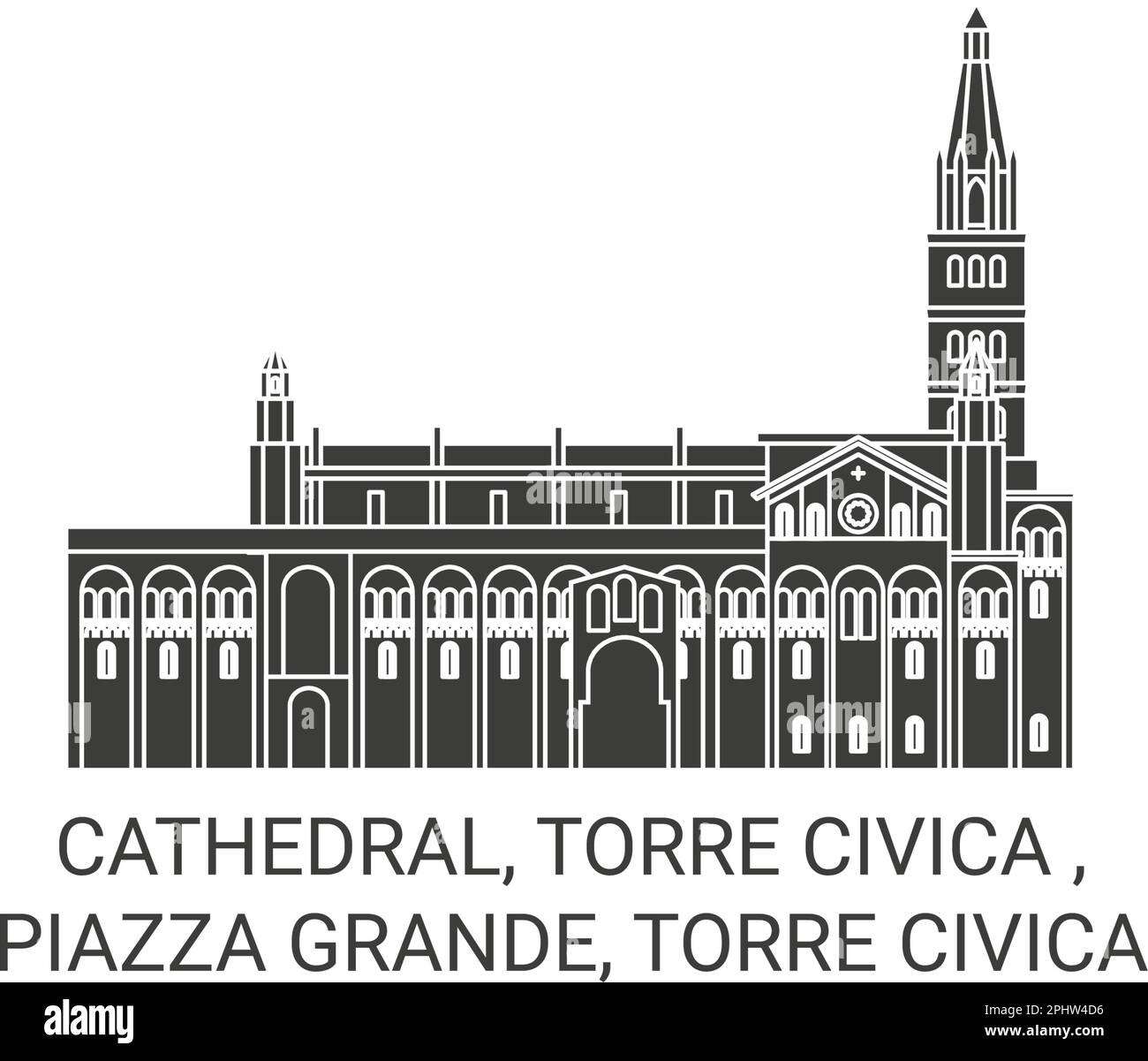 Italie, Cathédrale. Torre Civica, Piazza Grande, Torre Civica illustration du vecteur de repère de voyage Illustration de Vecteur
