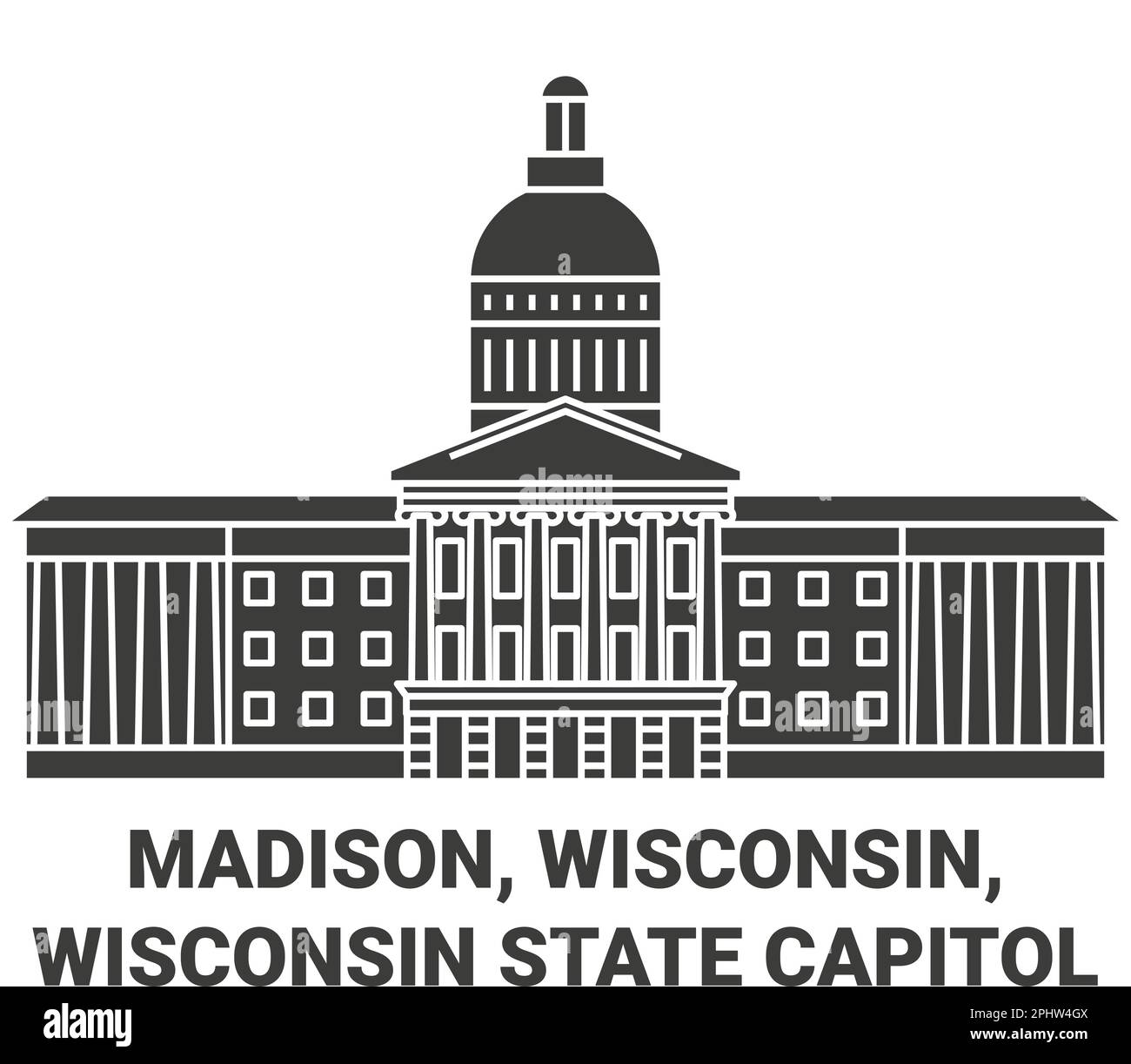 États-Unis, Madison, Wisconsin, Wisconsin, capitale de l'État du Wisconsin Voyage illustration du vecteur de repère Illustration de Vecteur