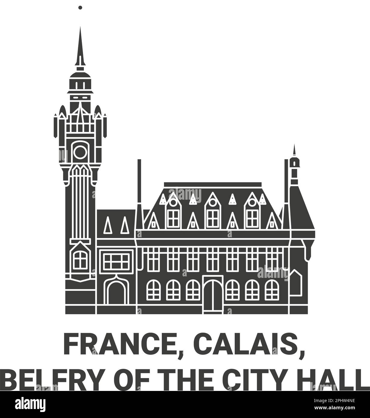 France, Calais, Beffroi de l'Hôtel de ville voyage illustration vectorielle Illustration de Vecteur