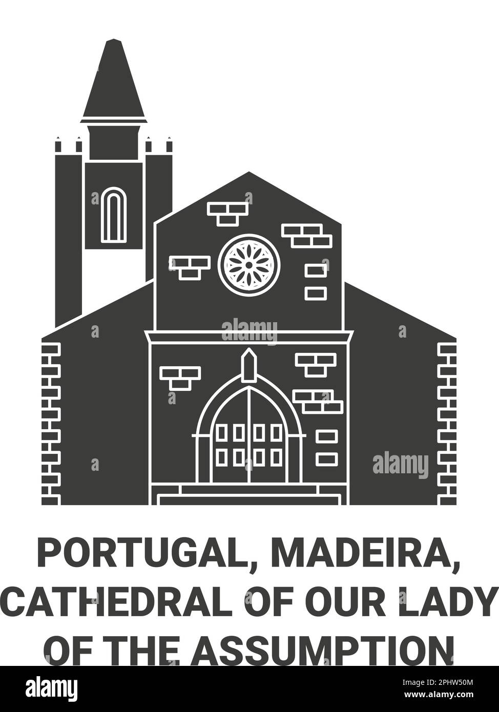 Portugal, Madère, Cathédrale notre-Dame de l'Assomption en S Voyage repère illustration du vecteur Illustration de Vecteur