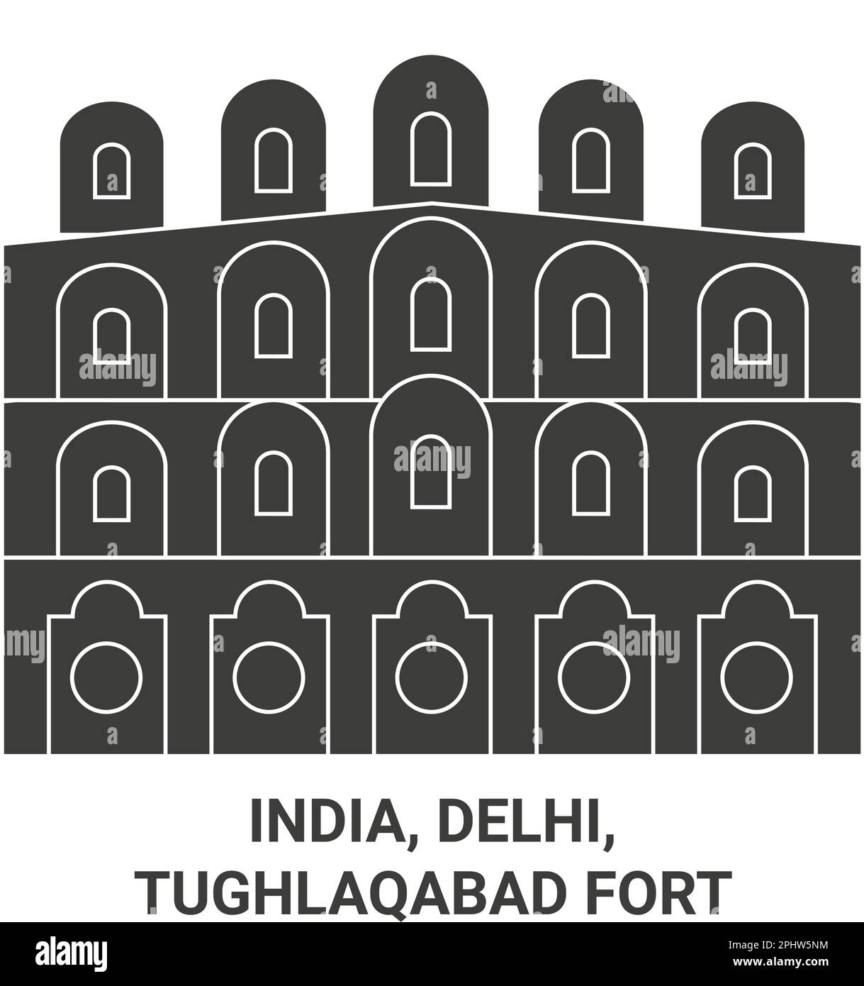 Inde, Delhi, Tughlaqabad fort Voyage illustration du vecteur de repère Illustration de Vecteur