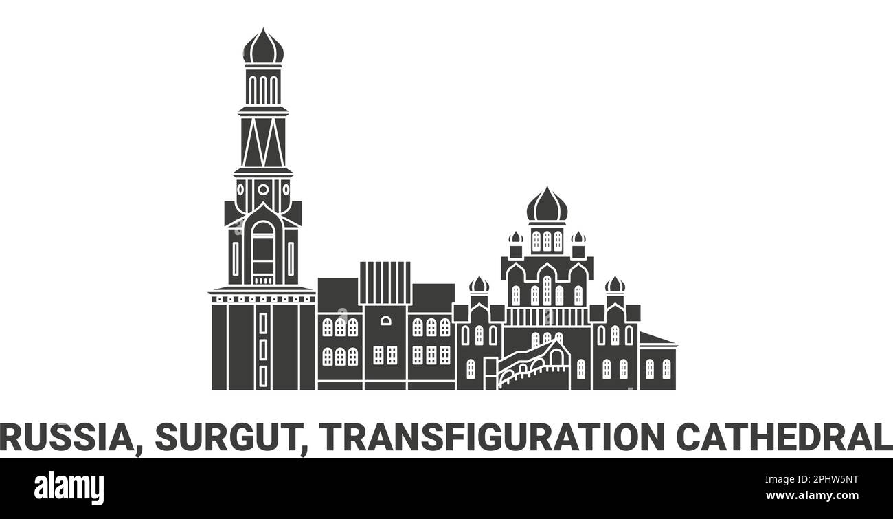 Russie, Surgut, Cathédrale de Transfiguration , illustration vectorielle de voyage Illustration de Vecteur