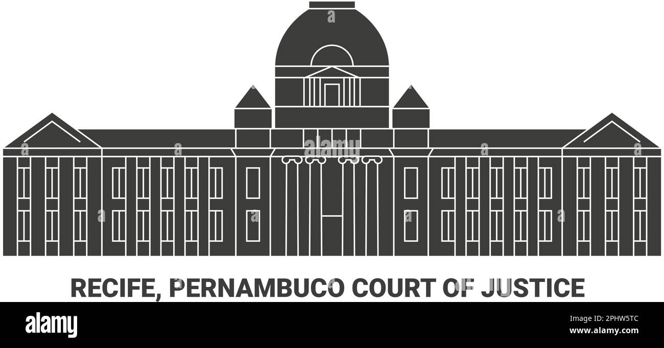 Brésil, Recife, Cour de justice de Pernambuco, illustration vectorielle de voyage Illustration de Vecteur