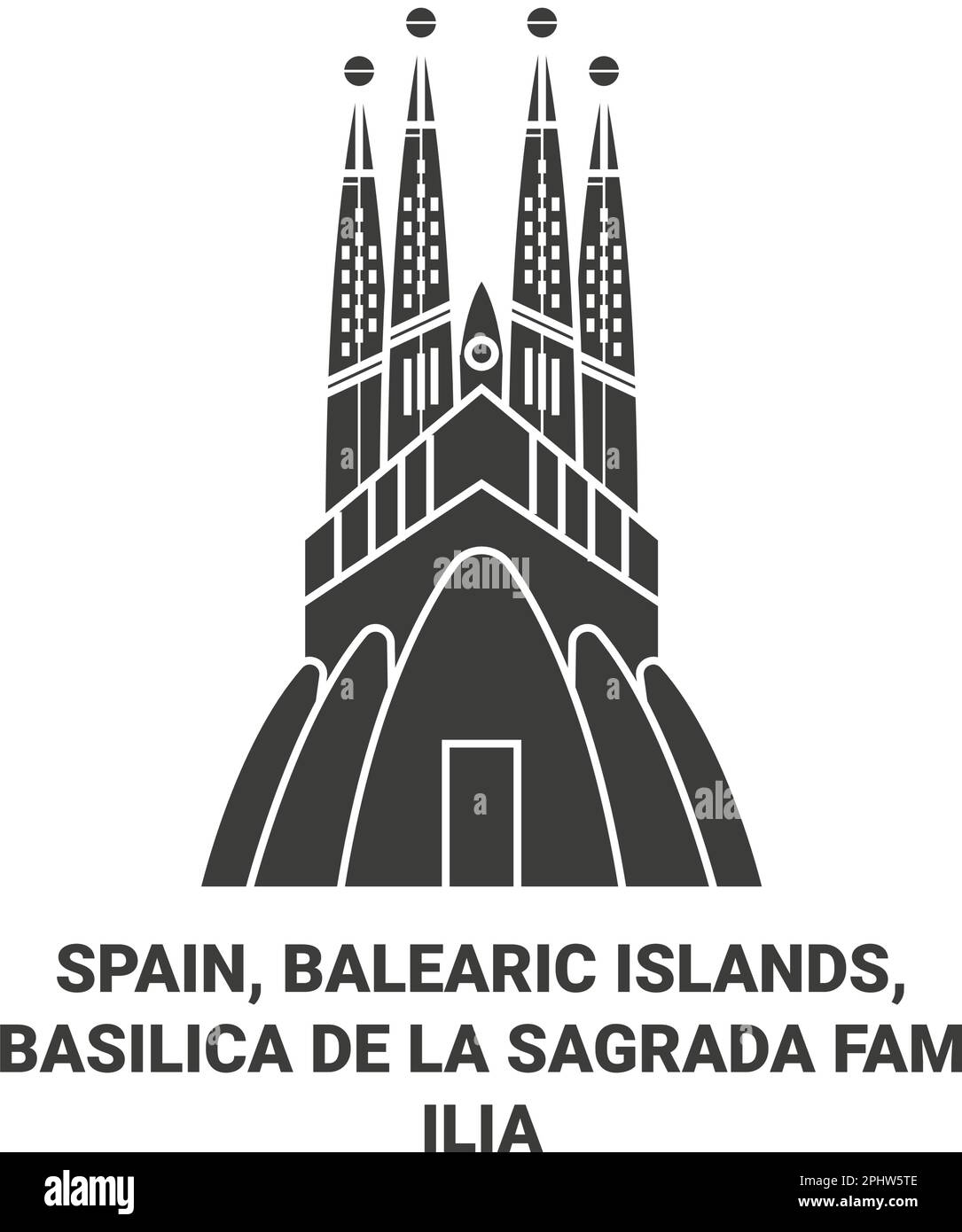 Espagne, Iles Baléares, Baslica de la Sagrada Famlia Voyage repère illustration vecteur Illustration de Vecteur