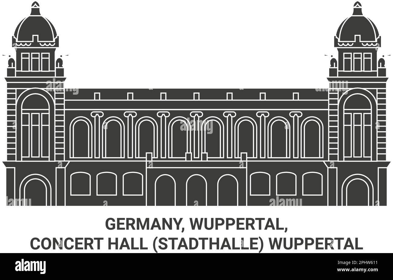 Allemagne, Wuppertal, salle de concert Stadthalle Wuppertal Voyage repère illustration vectorielle Illustration de Vecteur