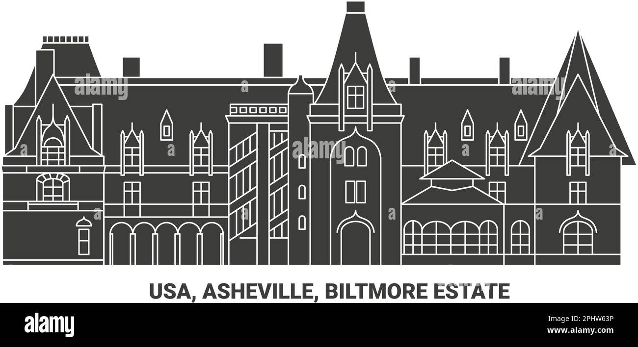 Etats-Unis, Asheville, Biltmore Estate, illustration vectorielle de voyage Illustration de Vecteur
