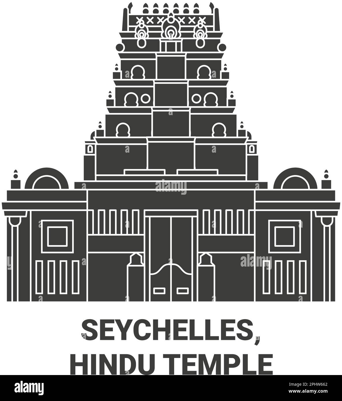 Seychelles, illustration du vecteur de voyage du temple hindou Illustration de Vecteur