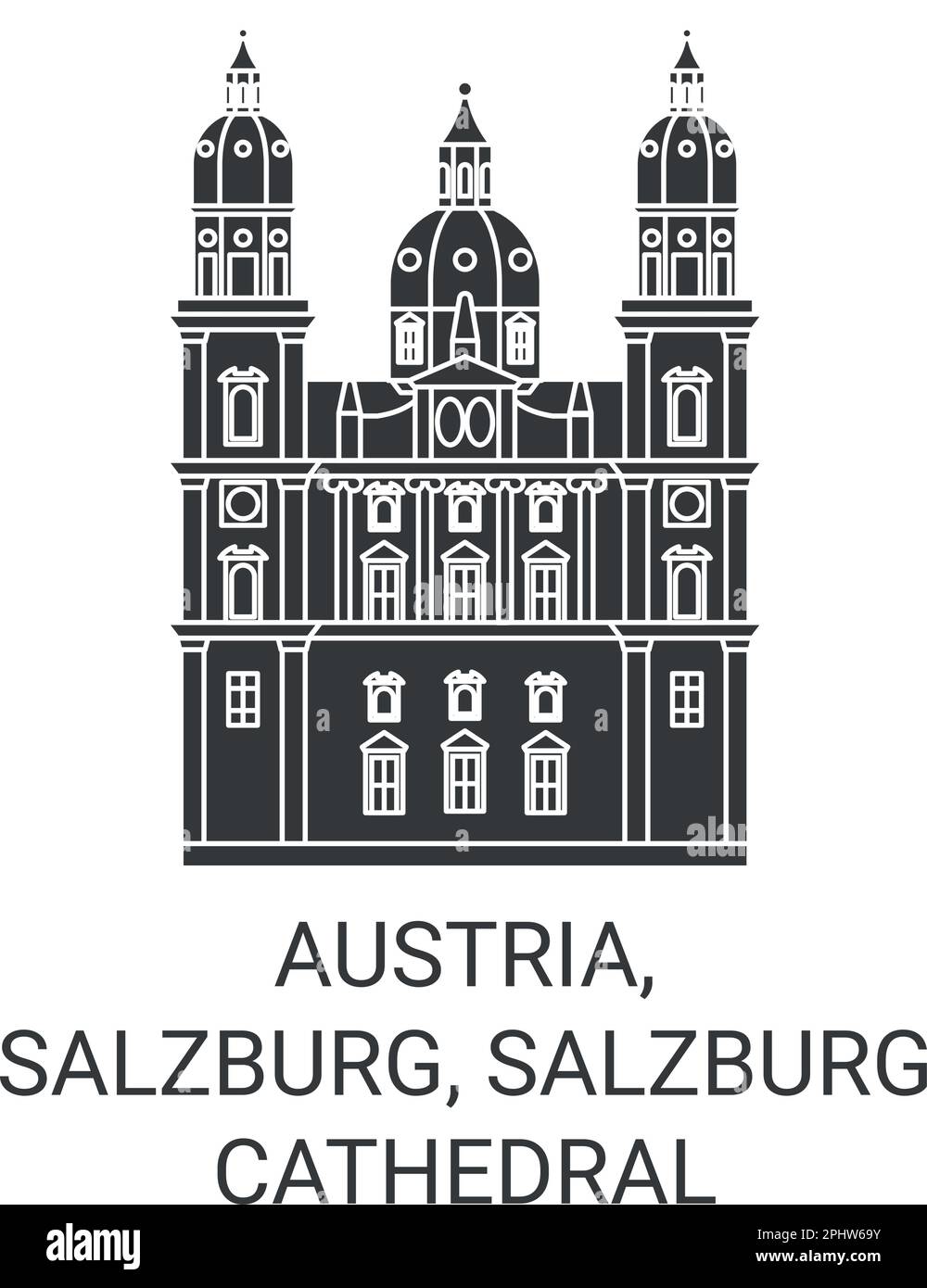 Autriche, Salzbourg, Cathédrale de Salzbourg illustration vectorielle de voyage Illustration de Vecteur