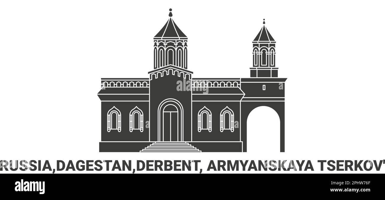 Russie,Dagestan,Derbent, Armyanskaya Tserkov', illustration du vecteur de voyage Illustration de Vecteur