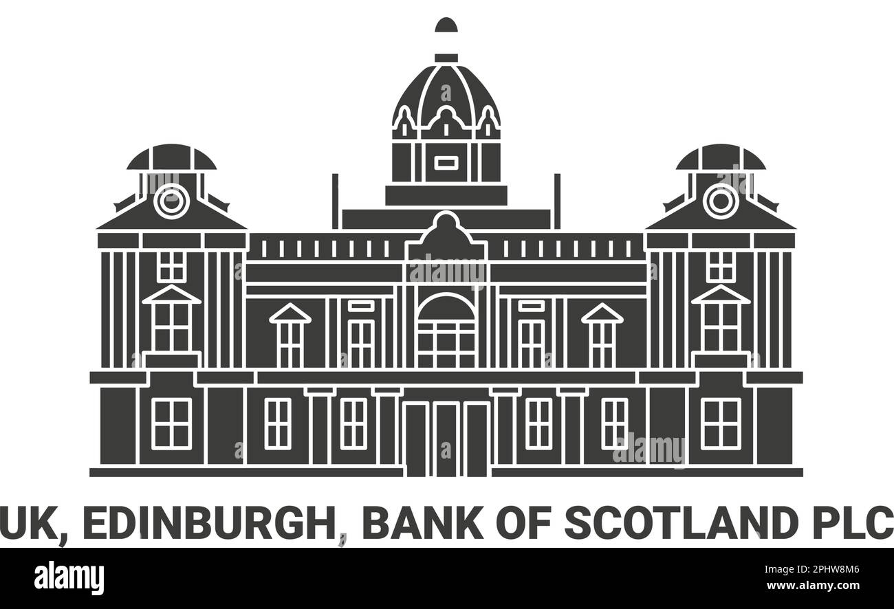 Angleterre, Edimbourg, Bank of Scotland PLC, illustration vectorielle de voyage Illustration de Vecteur