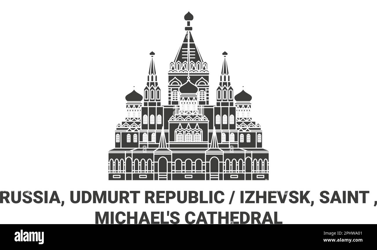 Russie, République d'Udmurt Izhevsk, Saint , la cathédrale de Michael voyage illustration vectorielle Illustration de Vecteur