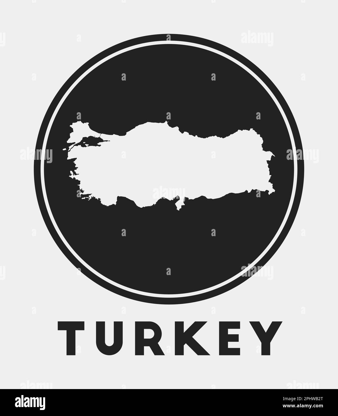 Icône Turquie. Logo rond avec carte du pays et titre. Badge de dinde élégant avec carte. Illustration vectorielle. Illustration de Vecteur