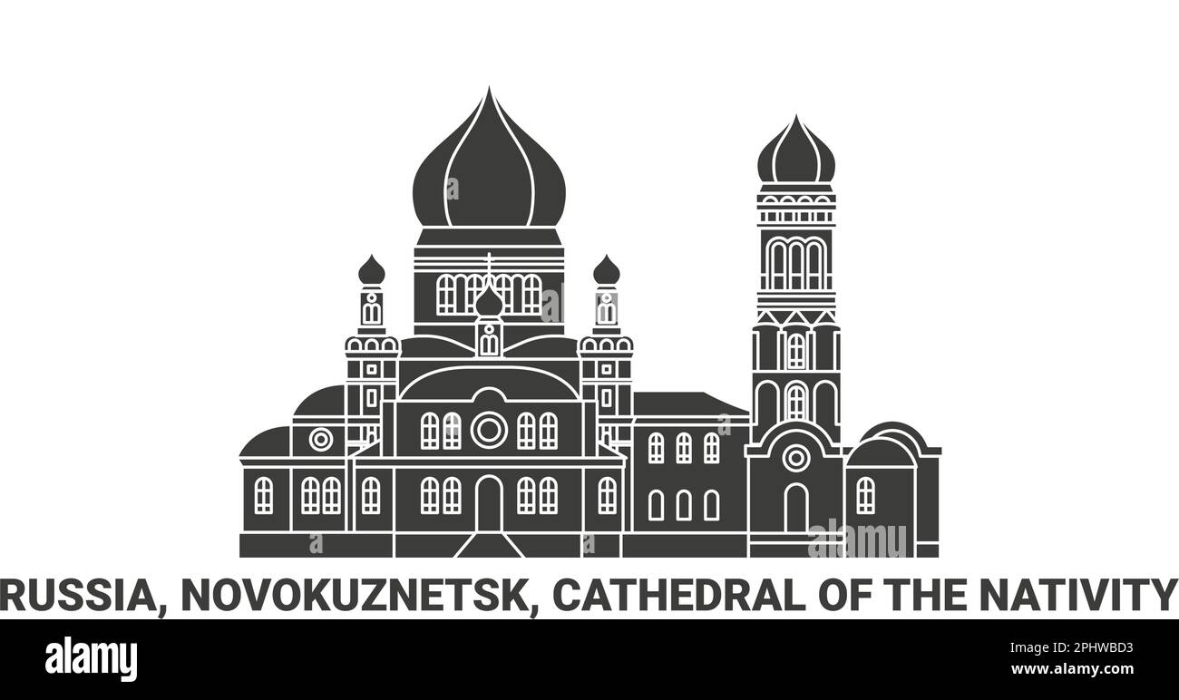 Russie, Novokuznetsk, Cathédrale de la Nativité, illustration du vecteur de voyage Illustration de Vecteur