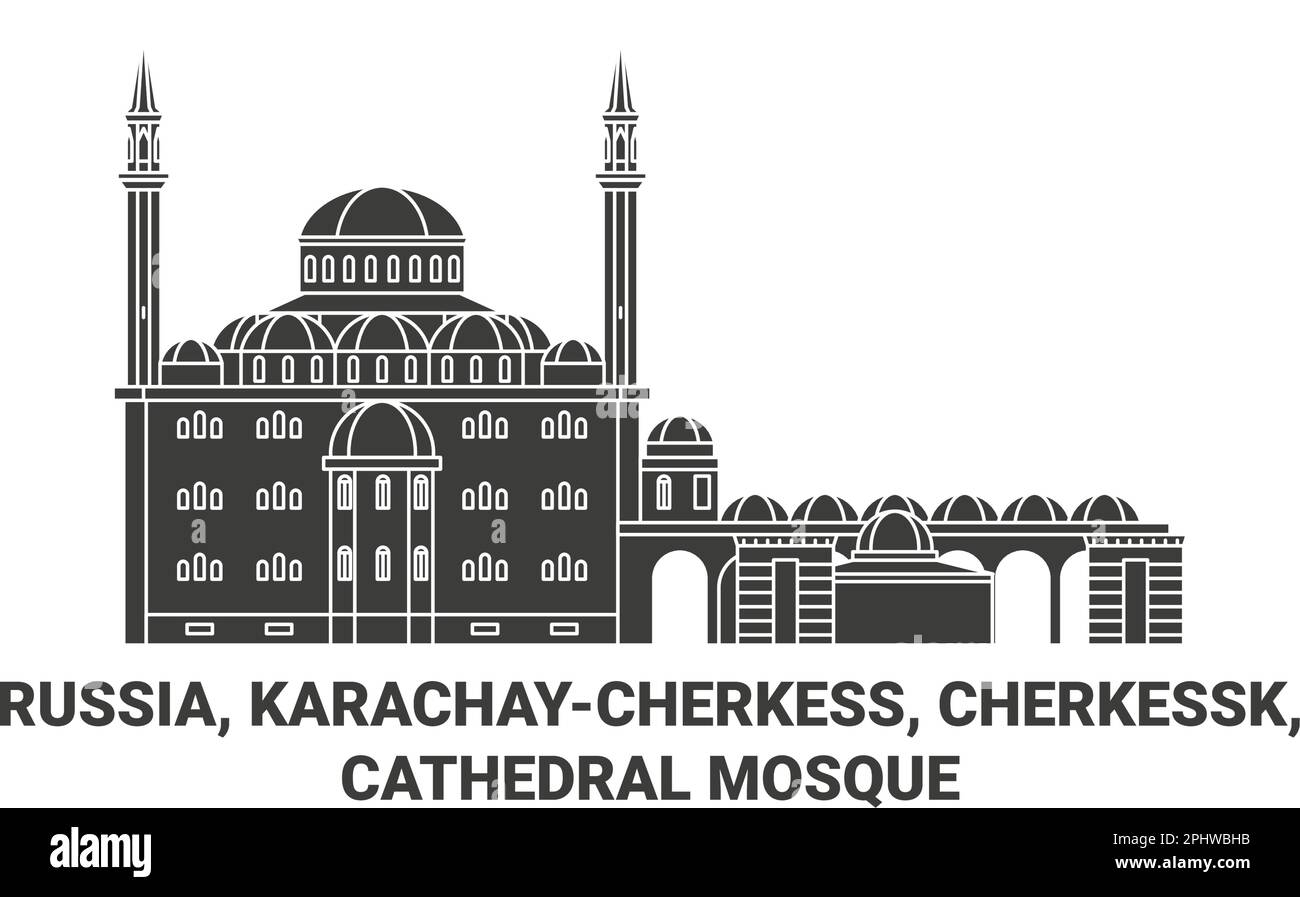 Russie, Karachaycherkess, Cherkessk, Mosquée de la cathédrale Voyage illustration vectorielle Illustration de Vecteur