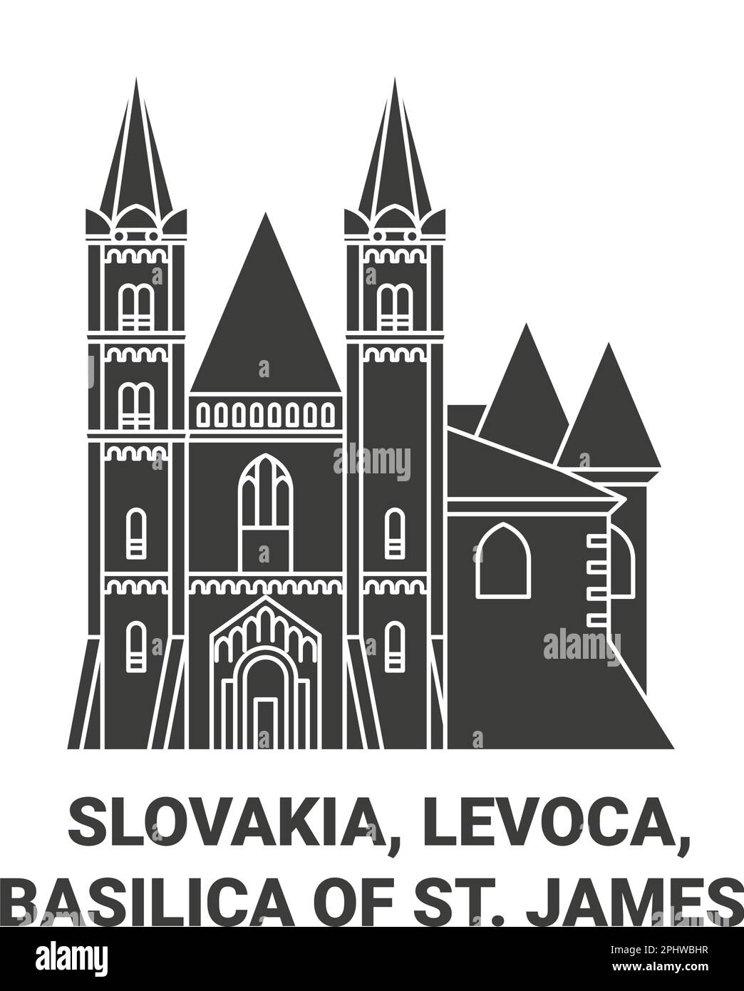 Slovaquie, Lévoca, Basilique de Saint Illustration vectorielle du repère de voyage James Illustration de Vecteur