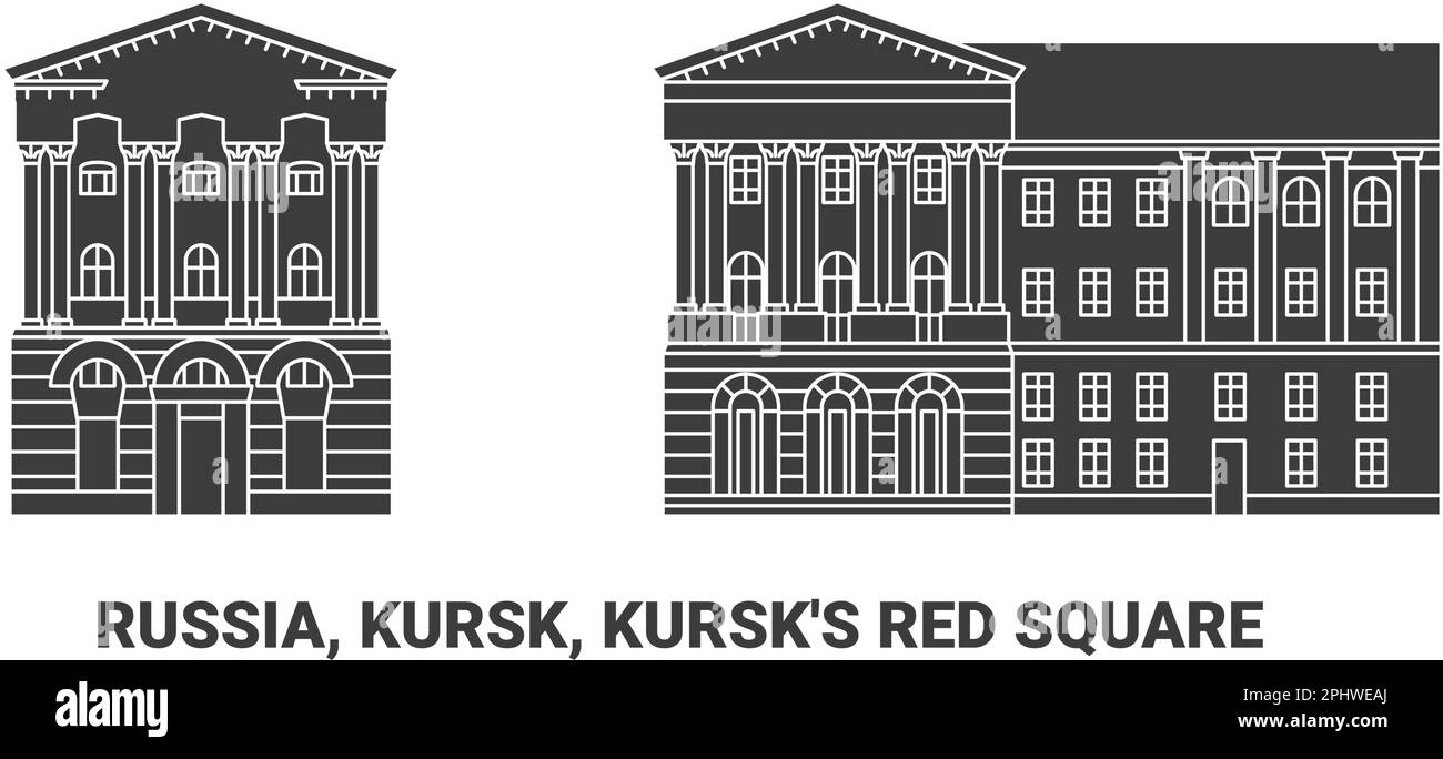 Russie, Kursk, place Rouge de Kursk, illustration vectorielle de voyage Illustration de Vecteur