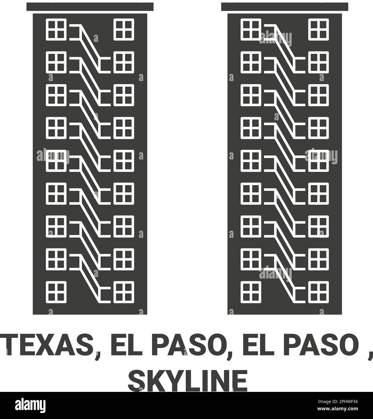 Etats-Unis, Texas, El Paso, El Paso , Skyline Voyage repère illustration du vecteur Illustration de Vecteur