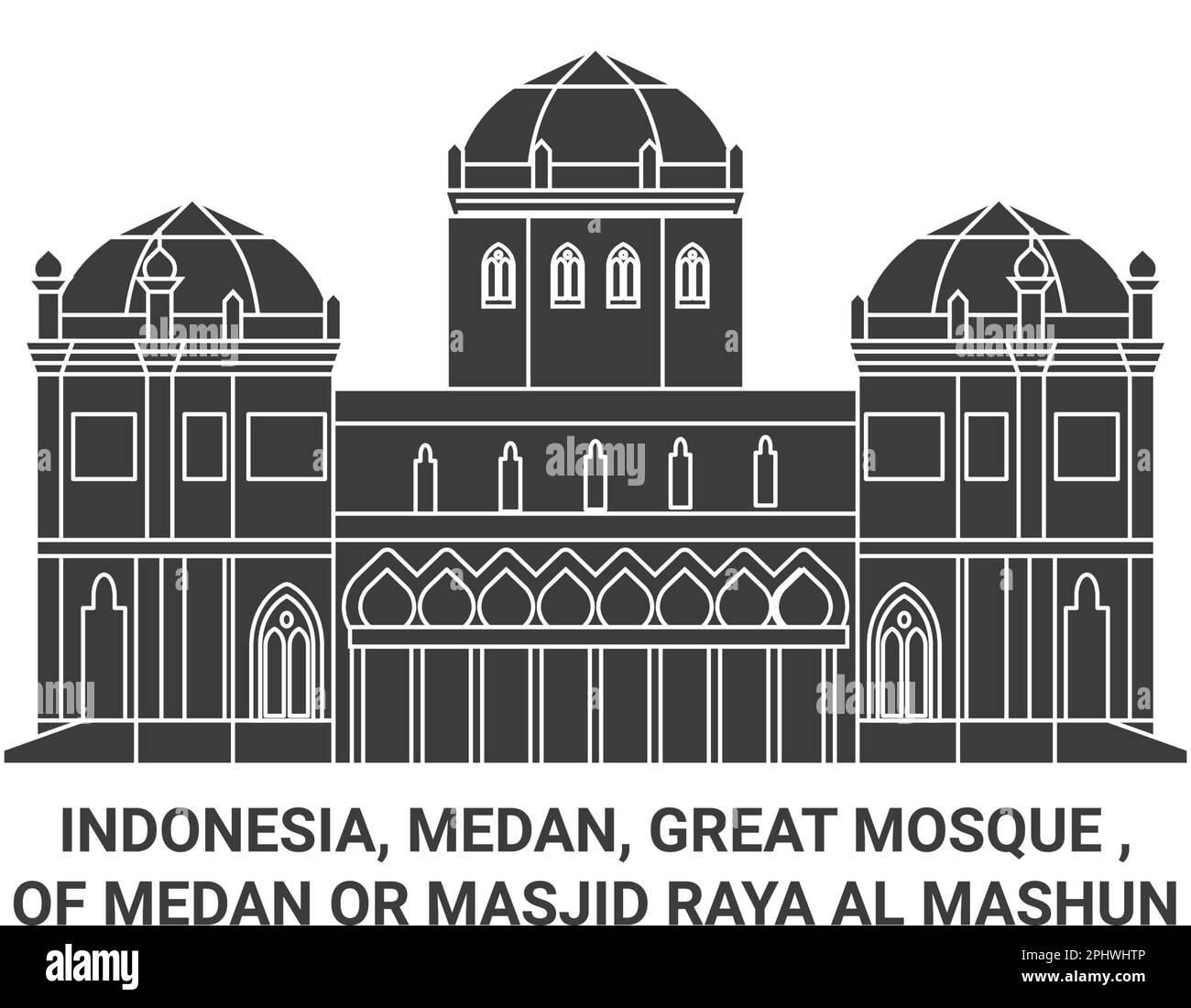 Indonésie, Medan, Grande Mosquée , de Medan ou Masjid Raya Al Mashun Voyage scénario illustration Illustration de Vecteur
