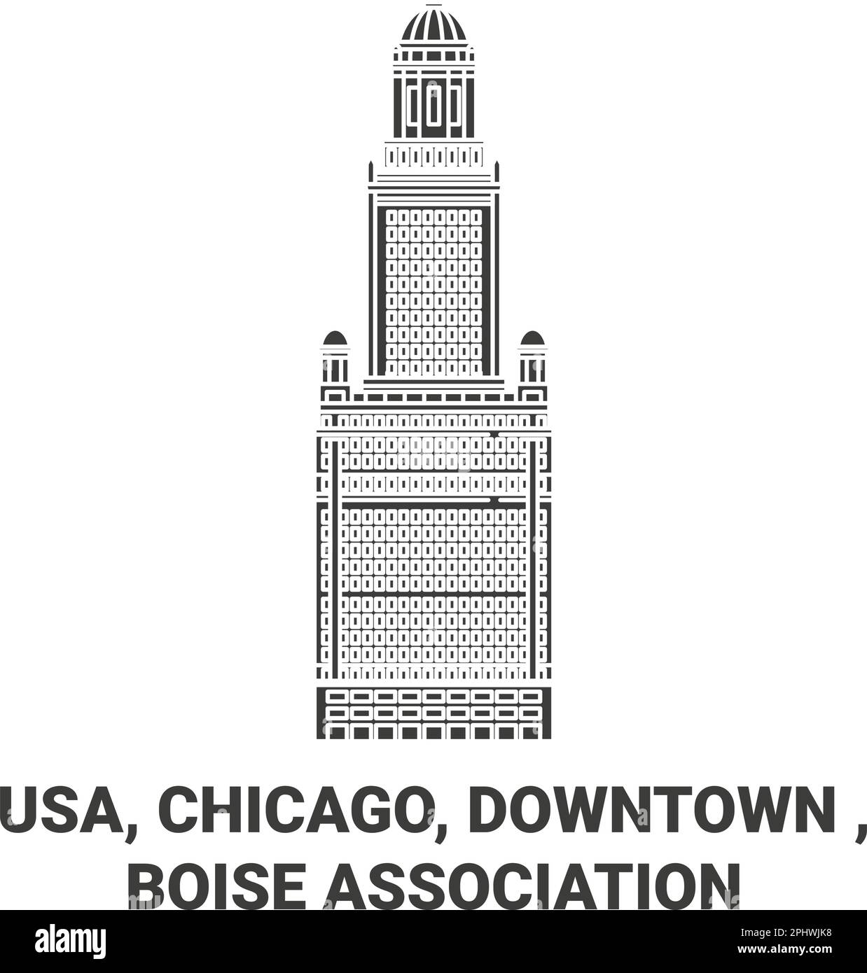 USA, Chicago, Downtown , Boise Association voyage illustration vecteur de repère Illustration de Vecteur
