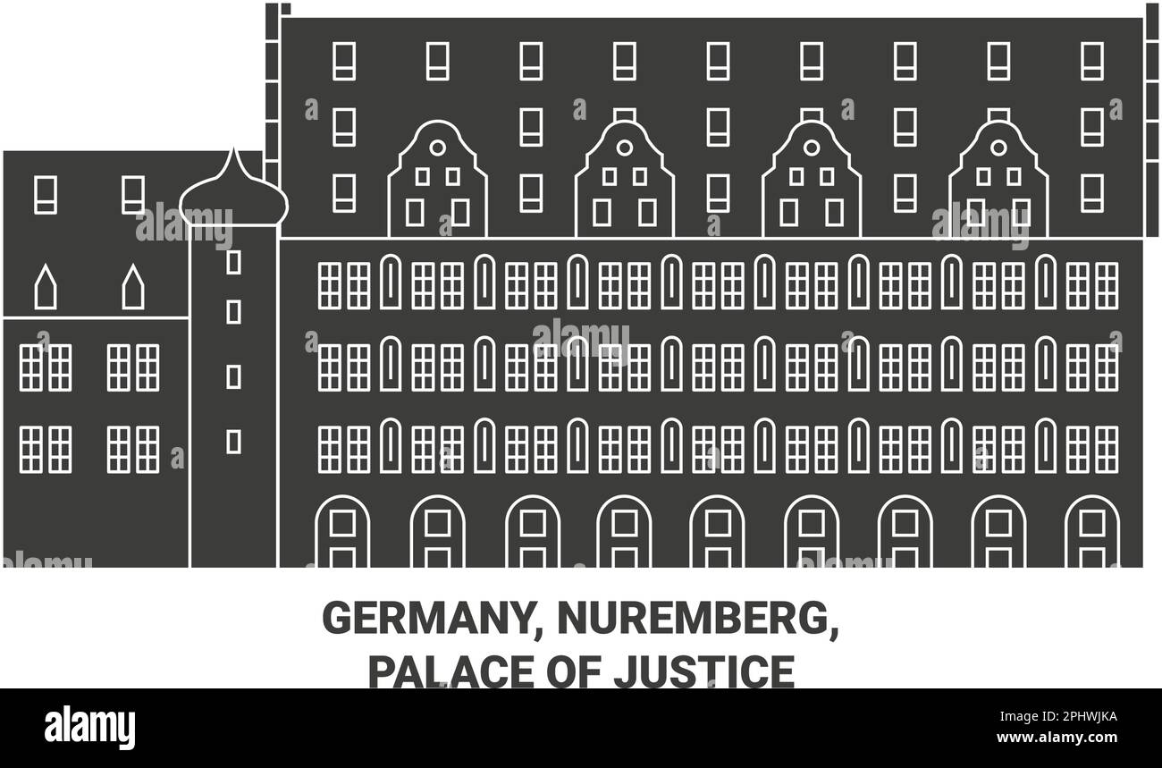 Allemagne, Nuremberg, Palais de Justice voyage illustration vectorielle historique Illustration de Vecteur