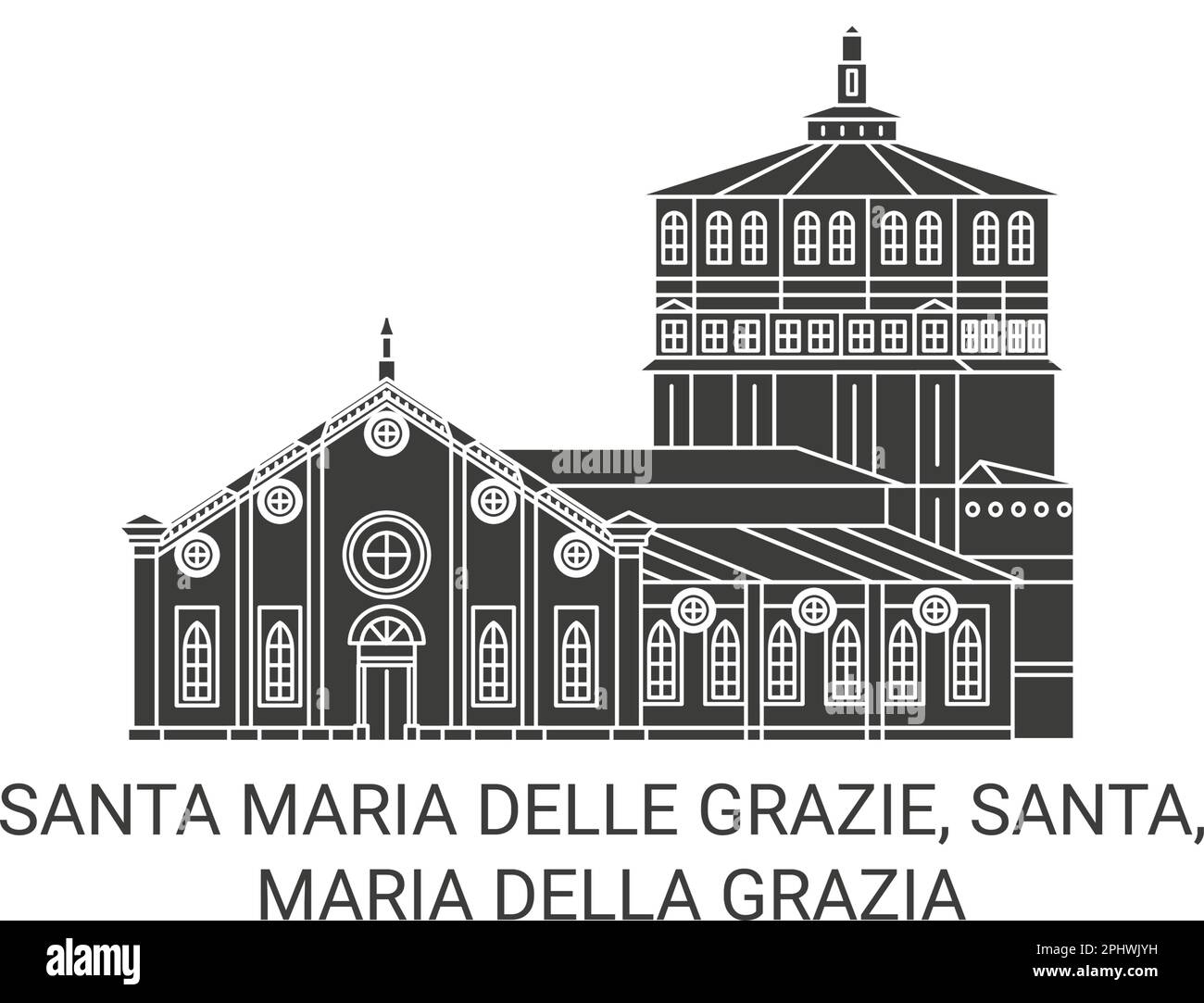 Italie, Santa Maria Delle Grazie, Santa, Maria Della Grazia Voyage repère illustration vecteur Illustration de Vecteur