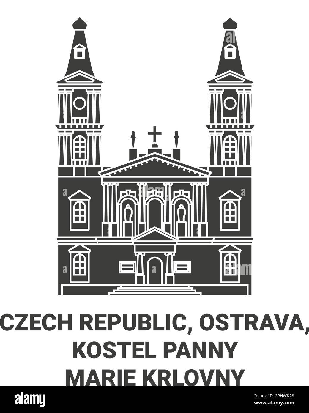 République tchèque, Ostrava, Kostel Panny Marie Krlovny voyage illustration vectorielle Illustration de Vecteur