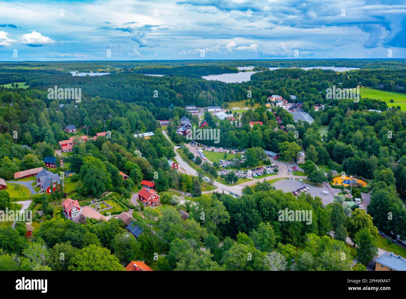 Vue panoramique sur la ville finlandaise de Fiskars. Banque D'Images