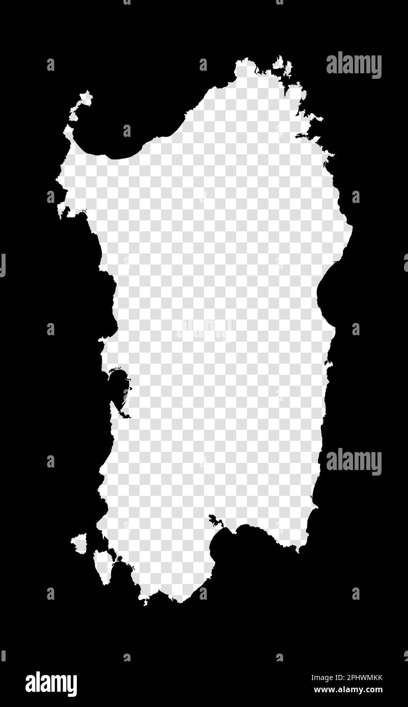 Carte au pochoir de la Sardaigne. Carte transparente simple et minimale de la Sardaigne. Rectangle noir avec forme coupée de l'île. Illustration vectorielle à la mode. Illustration de Vecteur