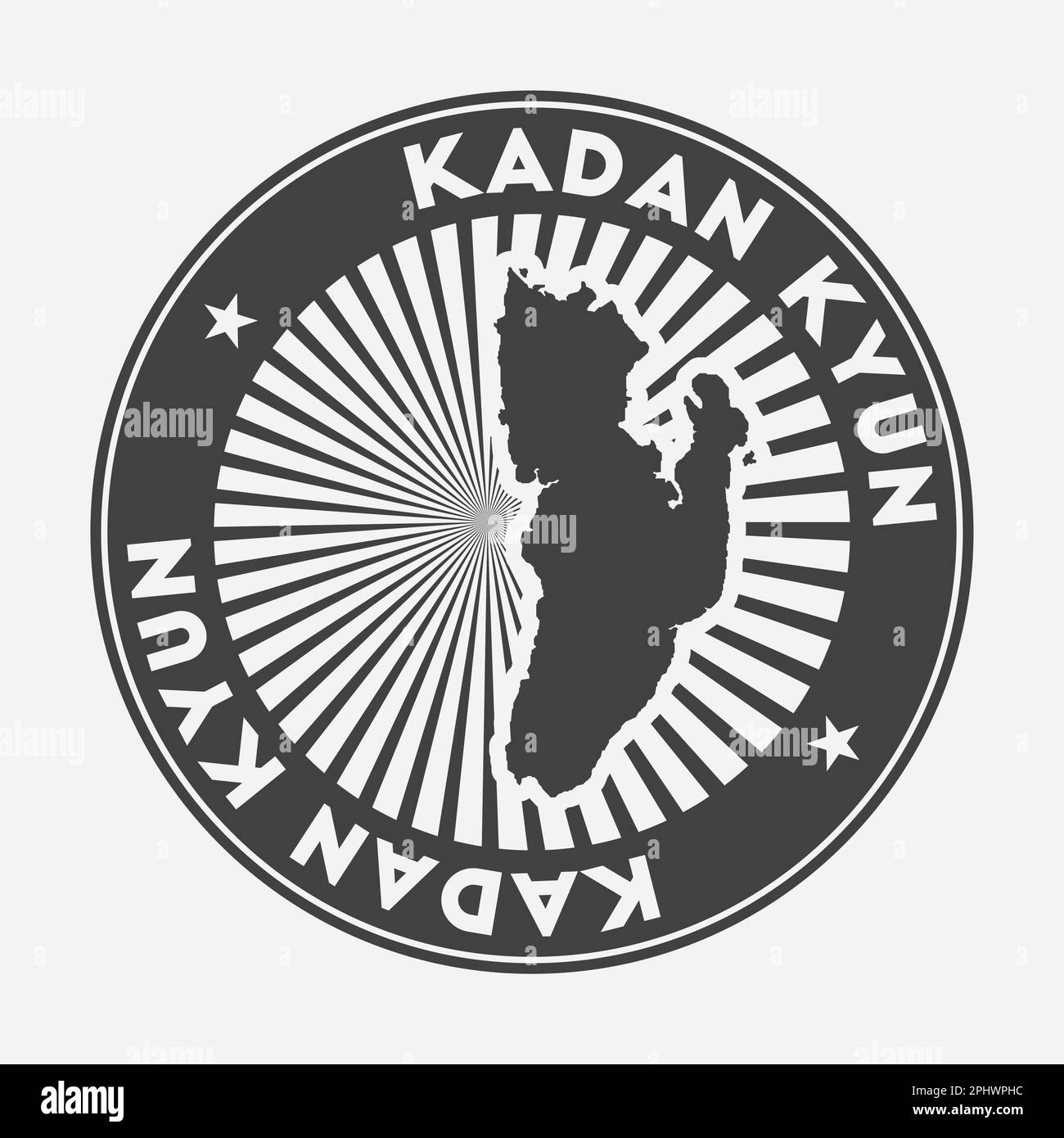 Logo rond Kadan Kyun. Badge de voyage vintage avec le nom circulaire et la carte de l'île, illustration vectorielle. Illustration de Vecteur