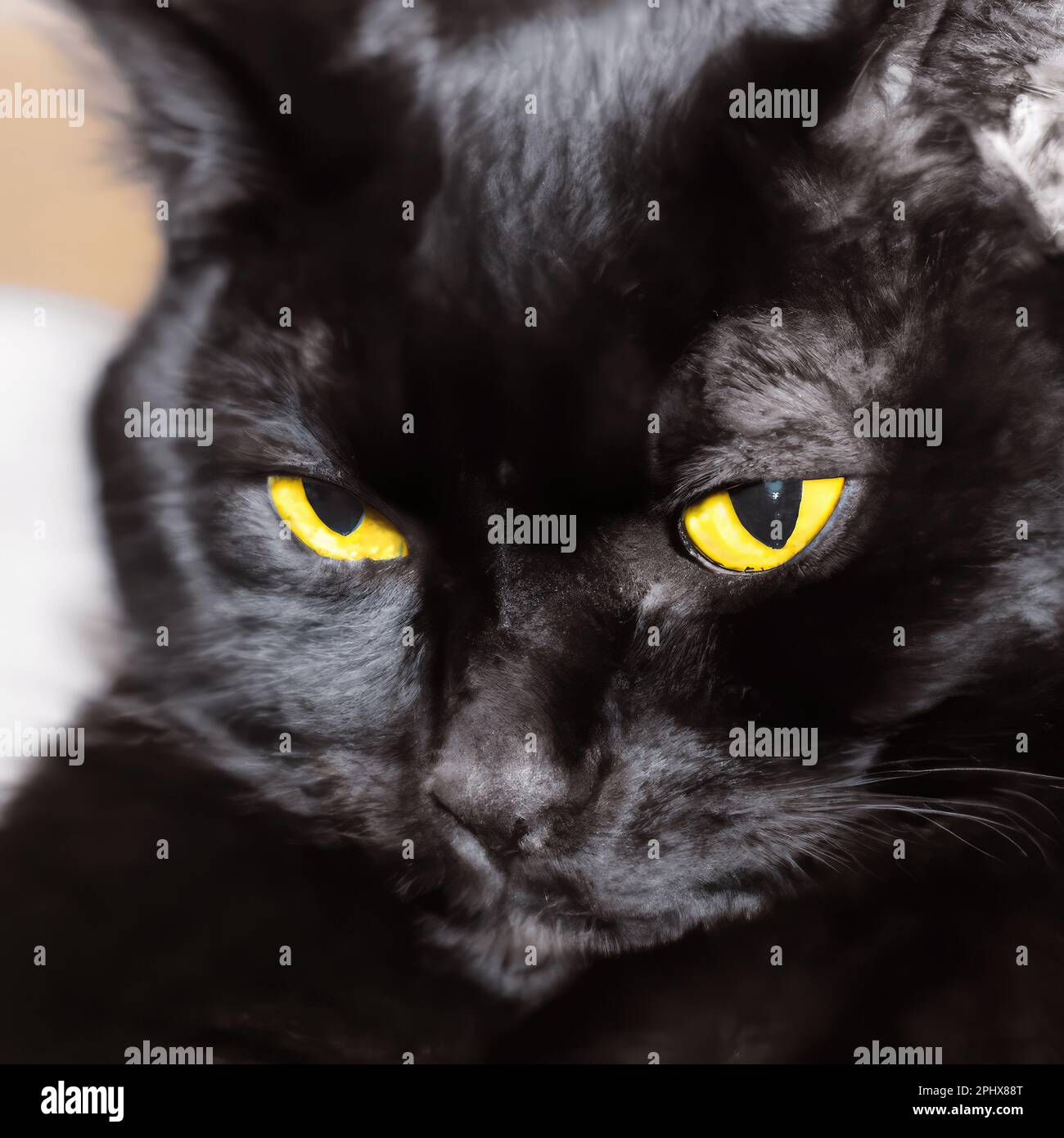 Portrait d'un beau chat noir gros plan Banque D'Images