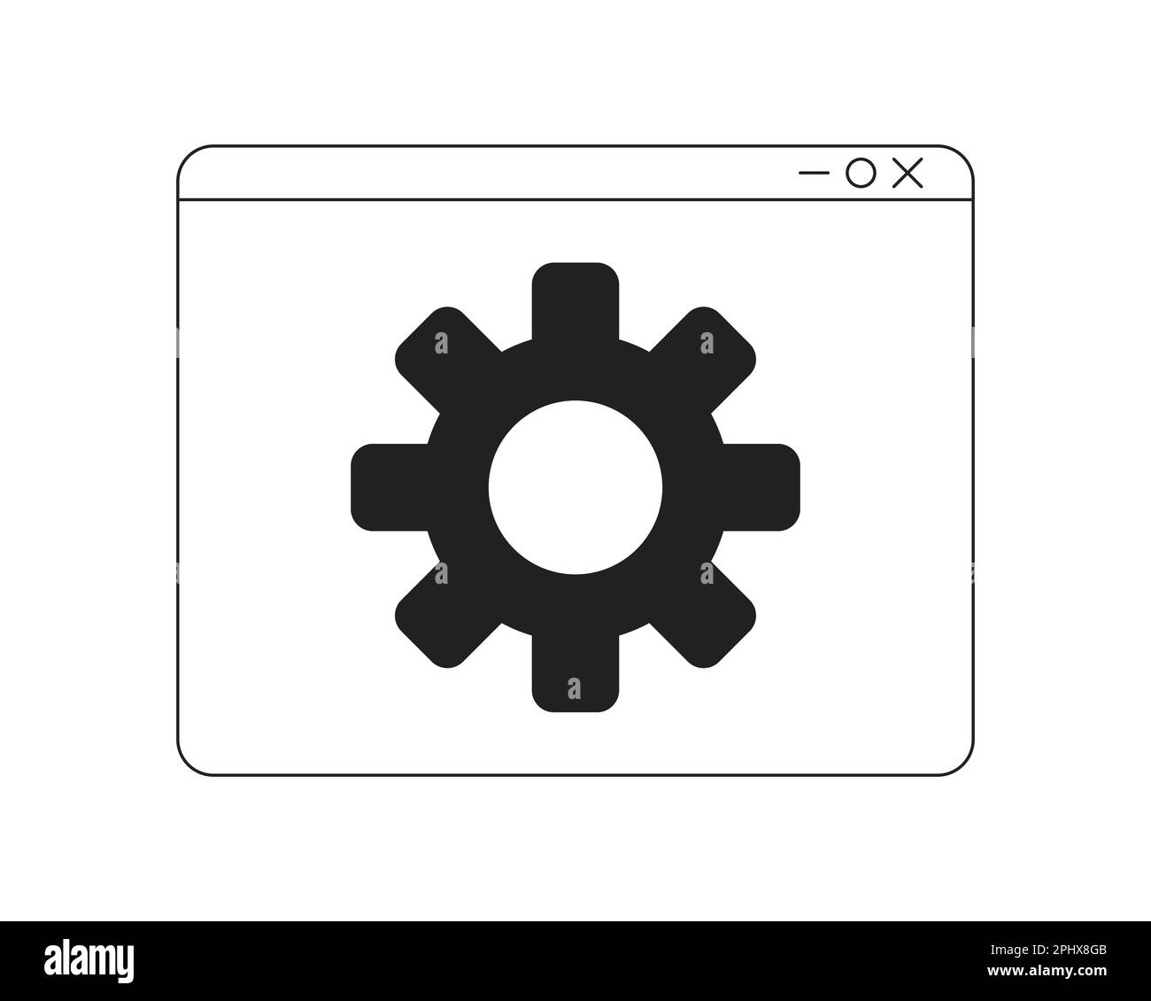 Ouvrir la page Web avec paramètres monochrome icône de vecteur plat Illustration de Vecteur