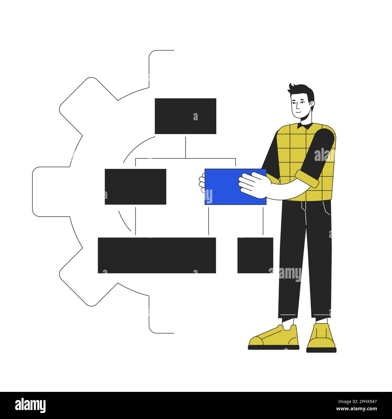 Illustration de la ligne de concept des algorithmes d'apprentissage machine Illustration de Vecteur
